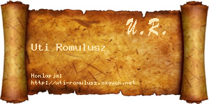 Uti Romulusz névjegykártya